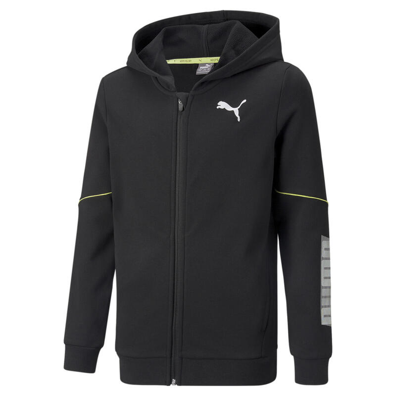 Pulóver Puma Active Sports Full-zip Hoodie Tr B, Fekete, Gyerekek