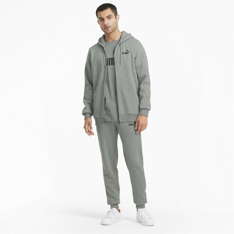 Essentials Full-Zip logós kapucnis pulóver férfiak PUMA Medium Gray Heather