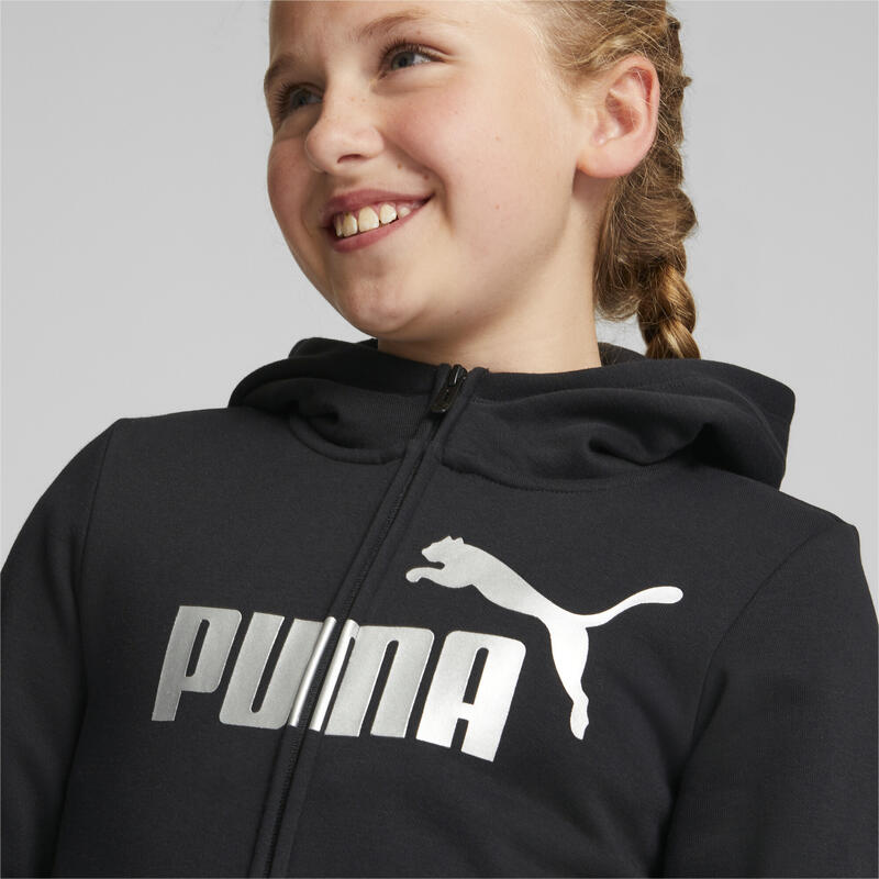 Essentials+ Logo Reißverschluss-Hoodie Jugendliche PUMA Black