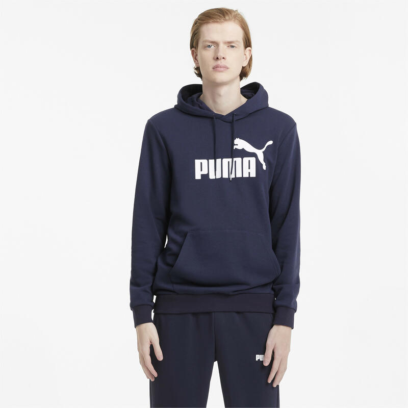 Essentials hoodie met groot logo heren PUMA Peacoat Blue