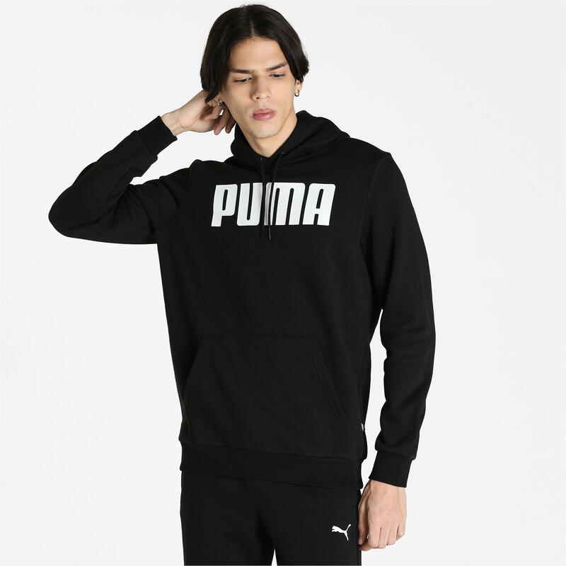 PUMA Homem Essentials Moletom com capuz de comprimento total - Preto