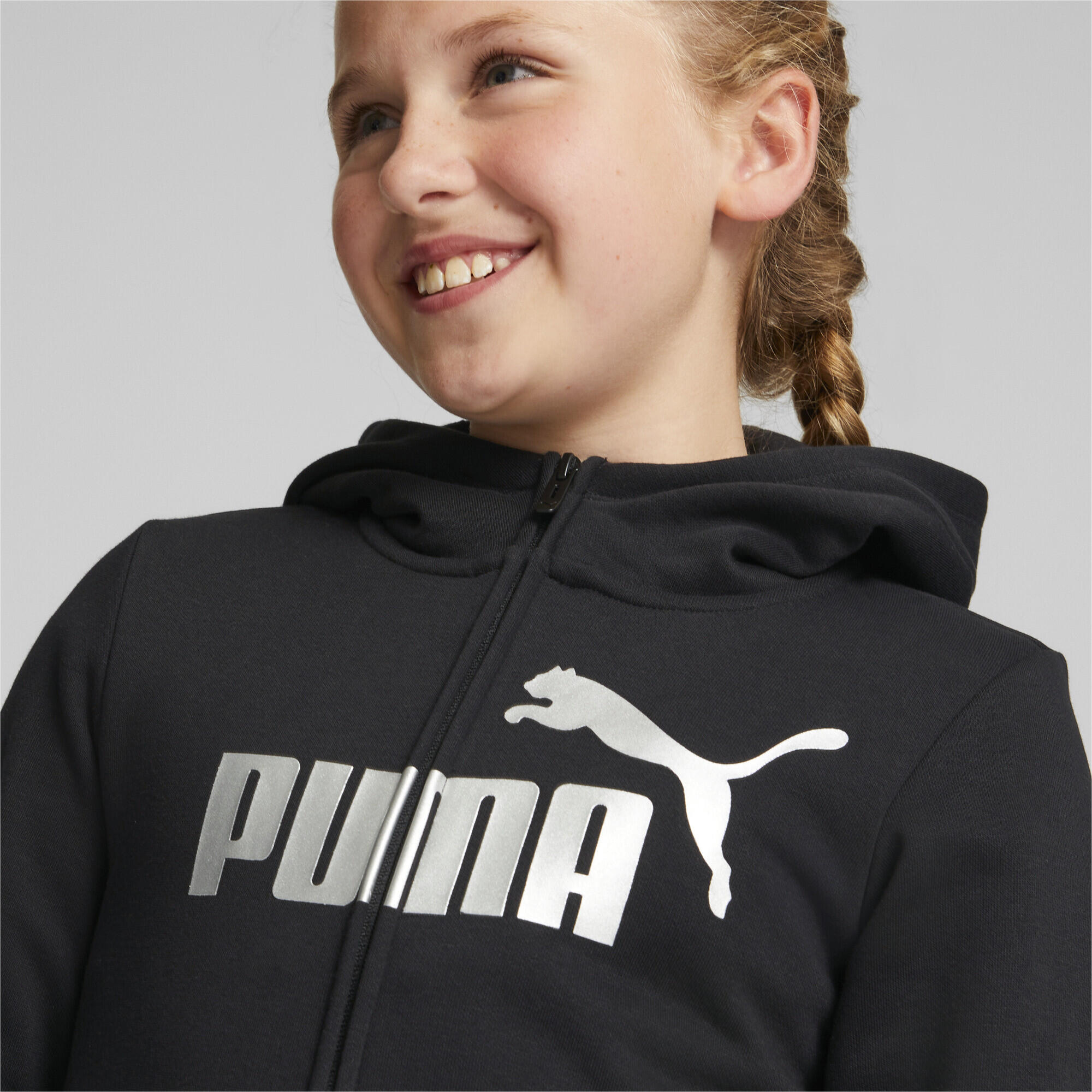 Sudadera Niños con capucha Essentials+ Logo Full-Zip Negro 3/6