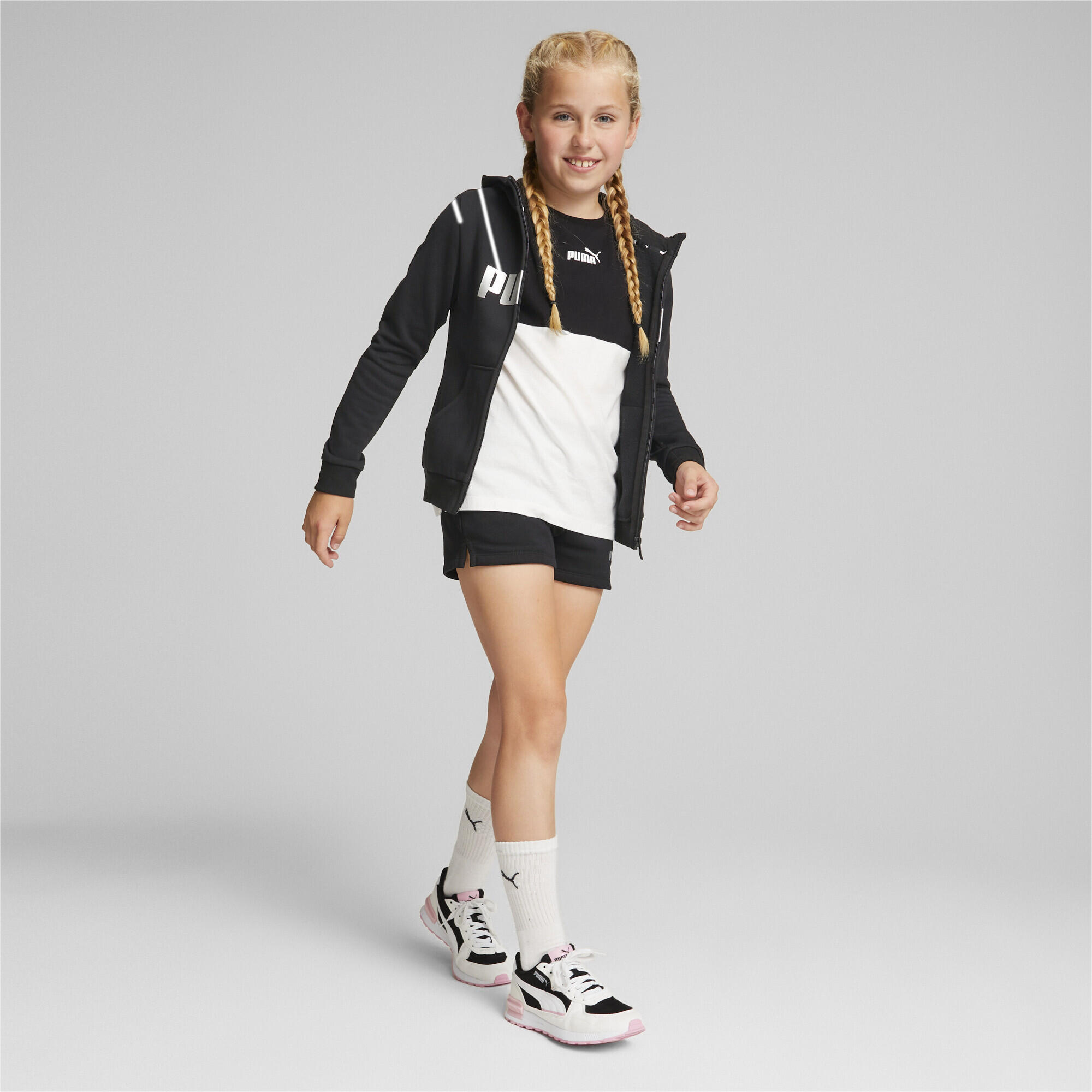 Sudadera Niños con capucha Essentials+ Logo Full-Zip Negro 5/6