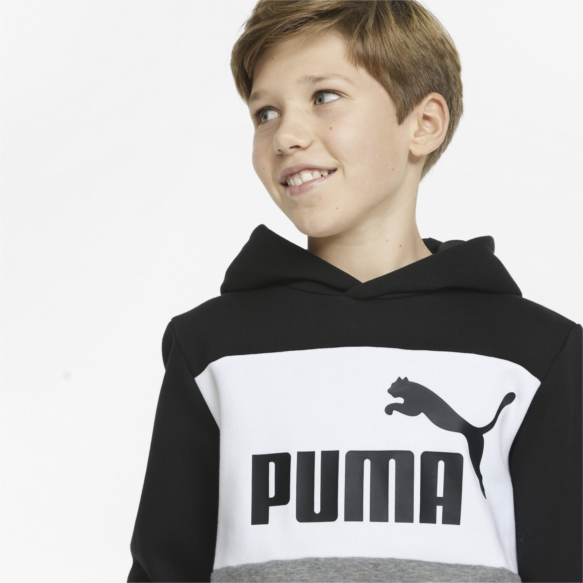 Felpa con cappuccio Essentials+ a blocchi di colore da ragazzo PUMA Black 5/6