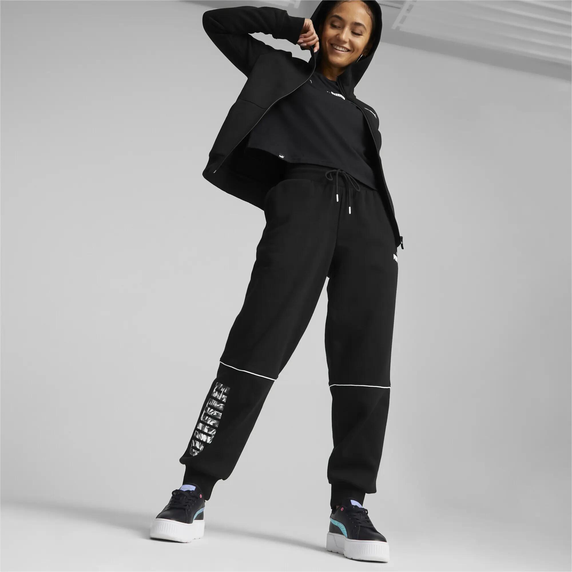 Felpa con cappuccio e zip integrale Power Tape da donna PUMA Black 5/6