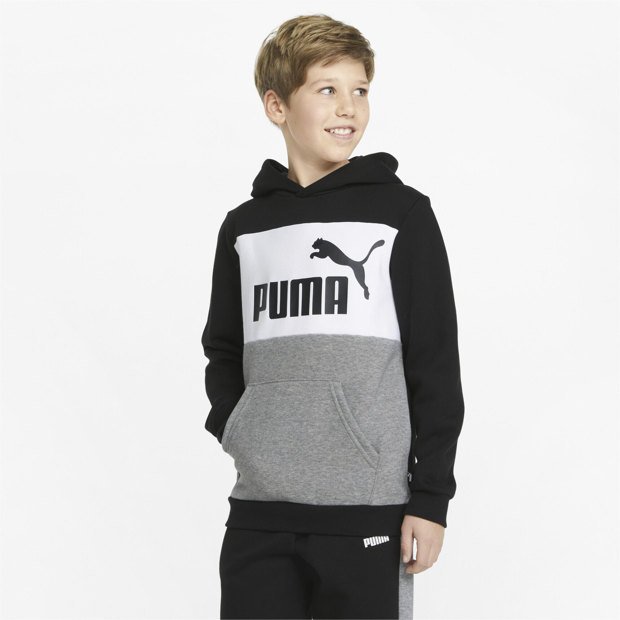 Felpa con cappuccio Essentials+ a blocchi di colore da ragazzo PUMA Black 2/6
