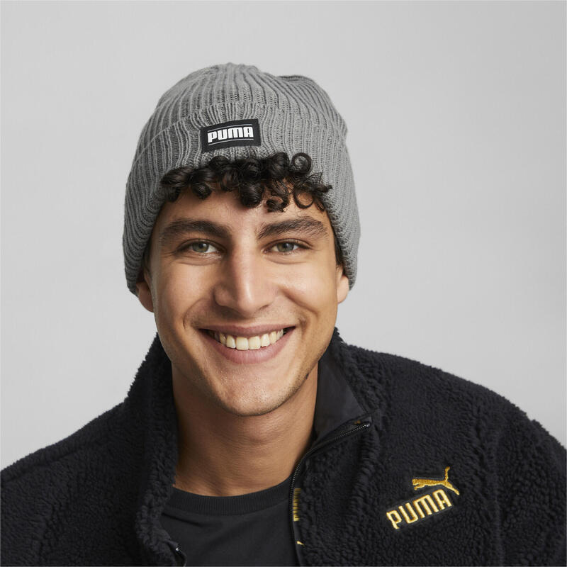 Feijão Puma Ribbed Classic Cuff Beanie, Cinza, Unissex