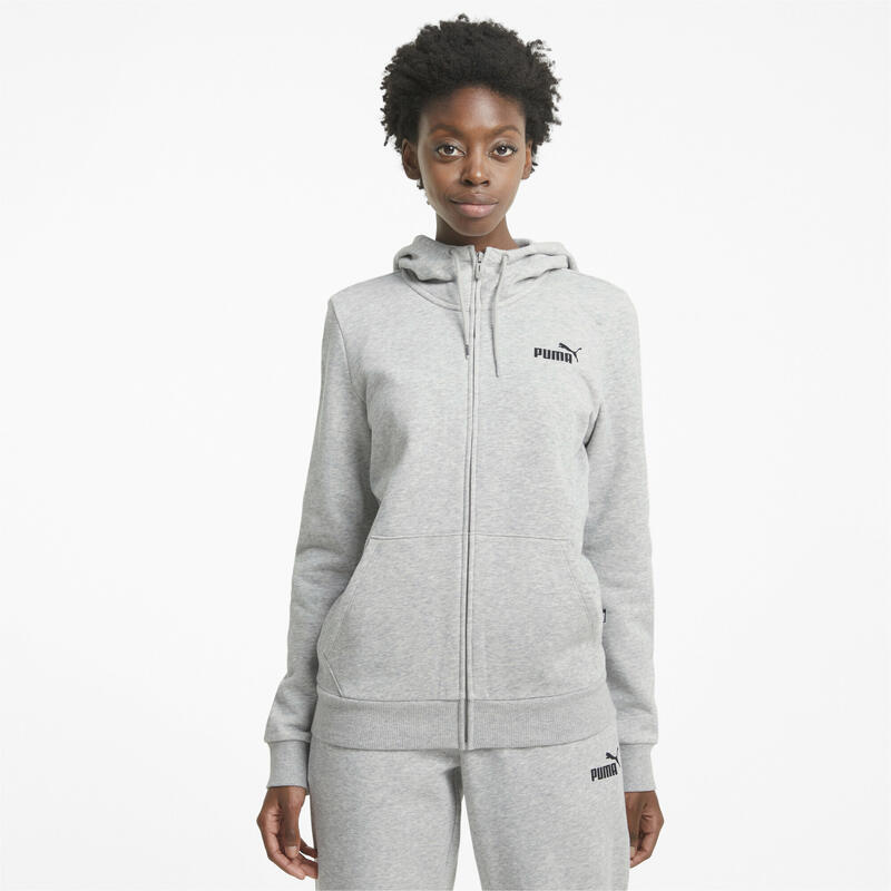 Felpa con cappuccio a zip intera Essentials da donna PUMA Light Gray Heather