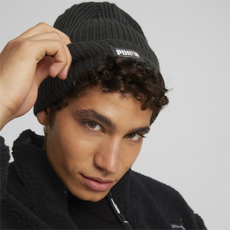 Bab Puma Ribbed Classic Cuff Beanie, Fekete, Unisex