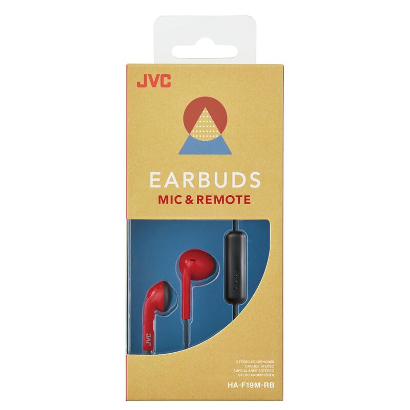 Auriculares JVC HA-F19M de botón, Micro IPX2 1m cable Rojo