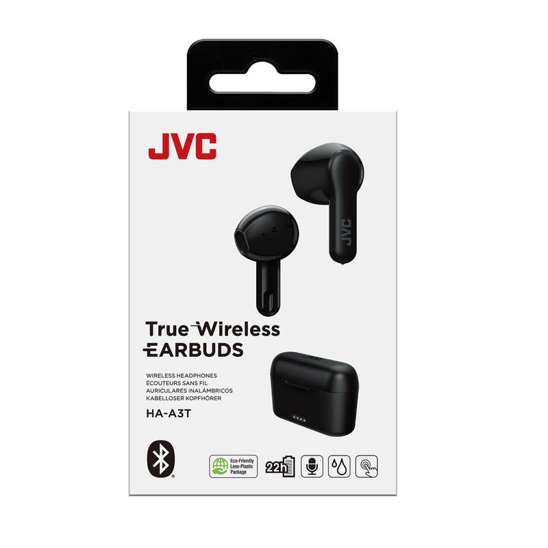 Auriculares JVC HA-A3T True Wireless, Bluetooth, 22h Bat Sensor táctil Negro