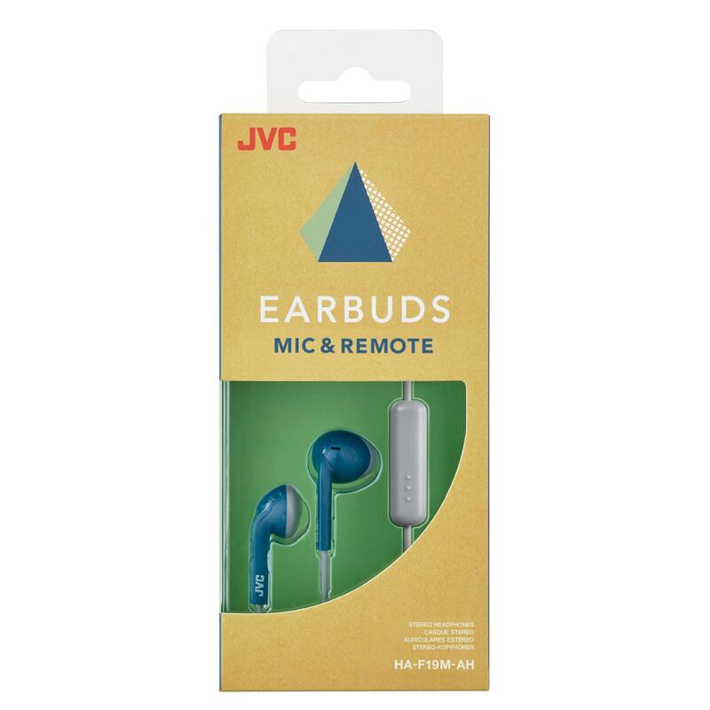 Auriculares JVC HA-F19M de botón, Micro IPX2 1m cable  Azul