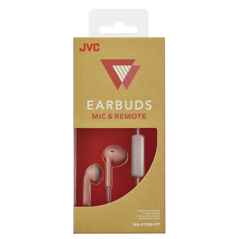 Auscultadores intra-auriculares JVC HA-F19M, cabo Micro IPX2 de 1 m Rosa