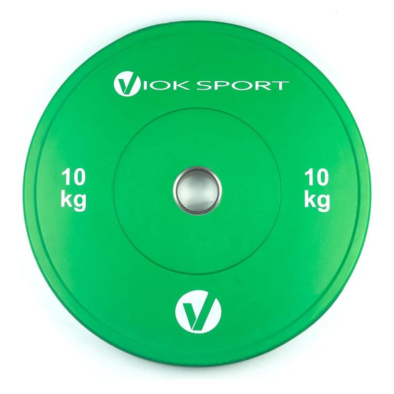 Disco bumper olímpico de halterofilia 10 kg verde Viok Sport