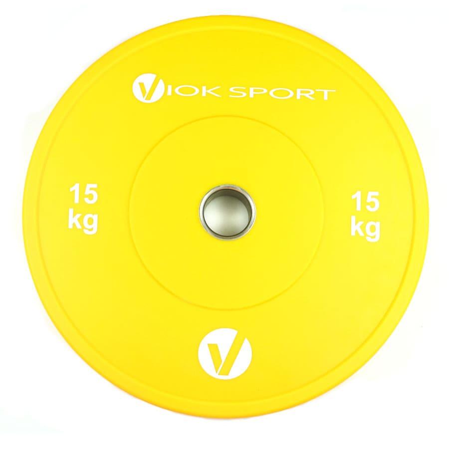 VIOK SPORT Disco bumper olímpico de color de halterofilia 15 kg Viok Sport
