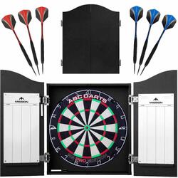 Dartkabinet Met Dartbord en 2 Sets Dartpijlen - Zwart