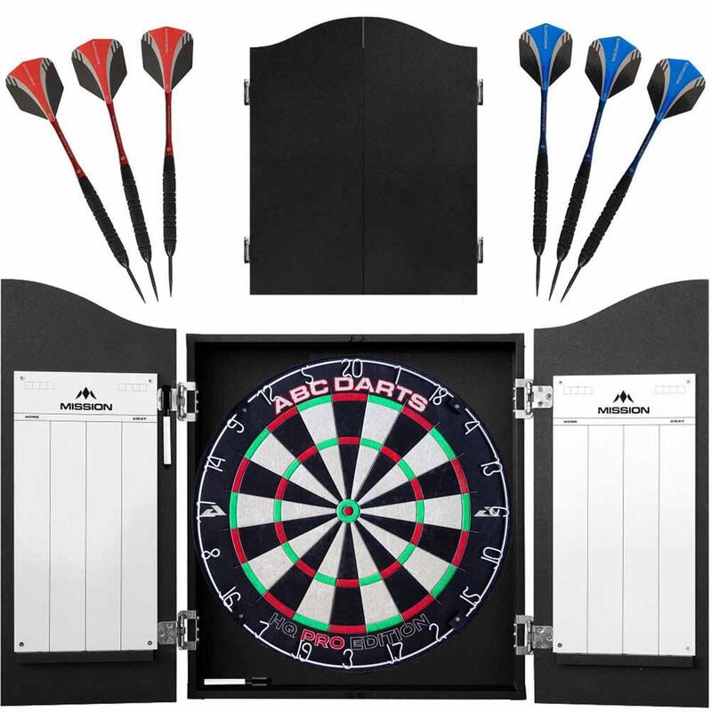 ABC Darts - Dartkabinet Met Dartbord en 2 Sets Dartpijlen - Zwart