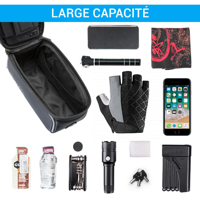 MixcMax Support Téléphone Vélo Etanche, Sacoche Cadre Velo VTT Porte  Telephone Velo VTT avec Housse de Pluie Grande Capacité Écran Tactile Sac  Vélo Support Smartphone sous 6,8 Pouces : : Sports et