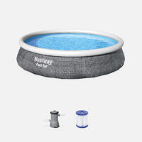 Piscine gonflable hors sol Aral imitation rotin, ronde 396x84cm avec pompe