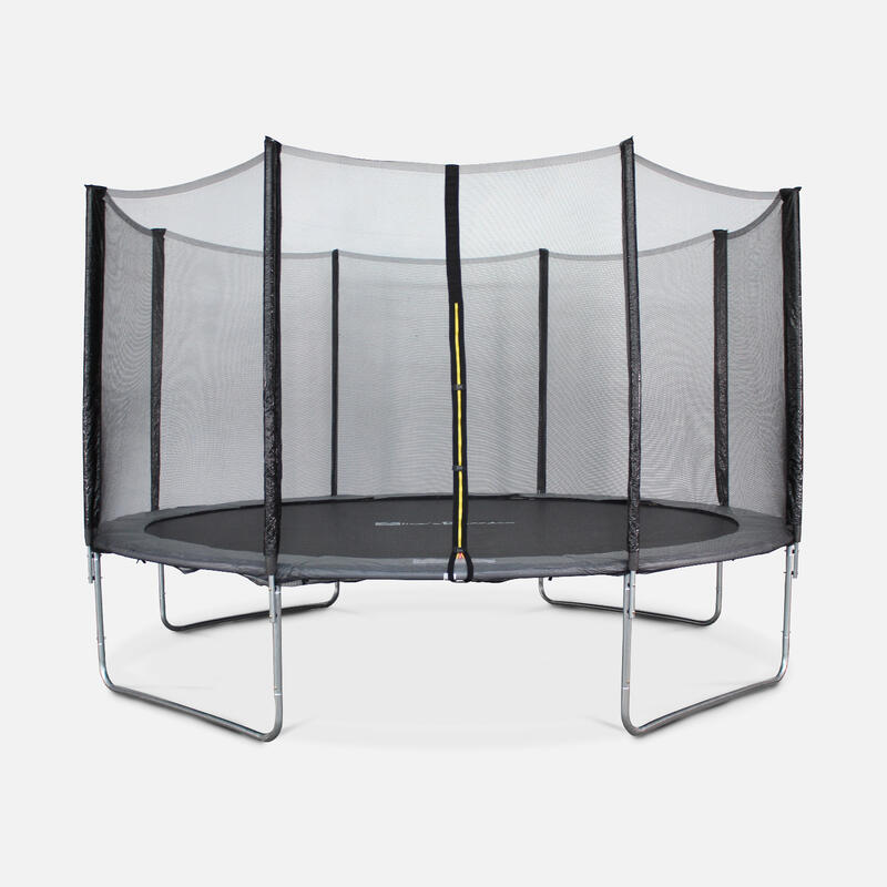 Trampoline 400cm -  Mercure gris avec son filet de protection - Trampoline de