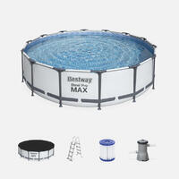 Piscine tubulaire - Peridot 14,5m² grise- piscine ronde Ø4,3m avec pompe