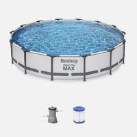 Piscine tubulaire - Peridot 14,5m² grise- piscine ronde