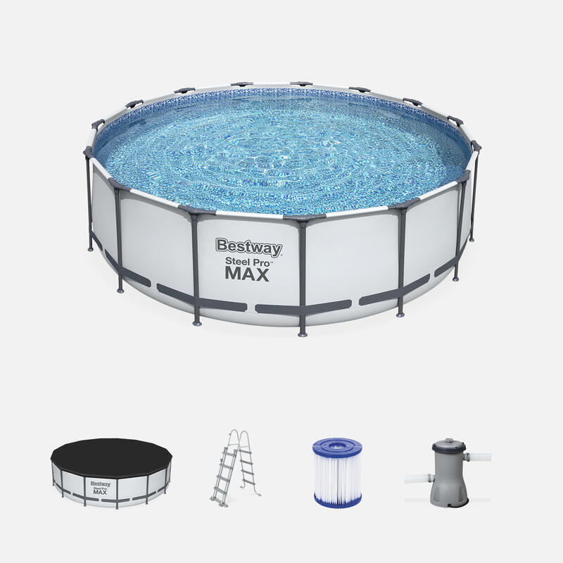 Piscine tubulaire hors sol Come grise, ronde 457x122cm avec pompe de