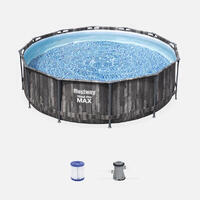 Piscine tubulaire - Opalite grise - aspect bois, piscine ronde Ø3,6m