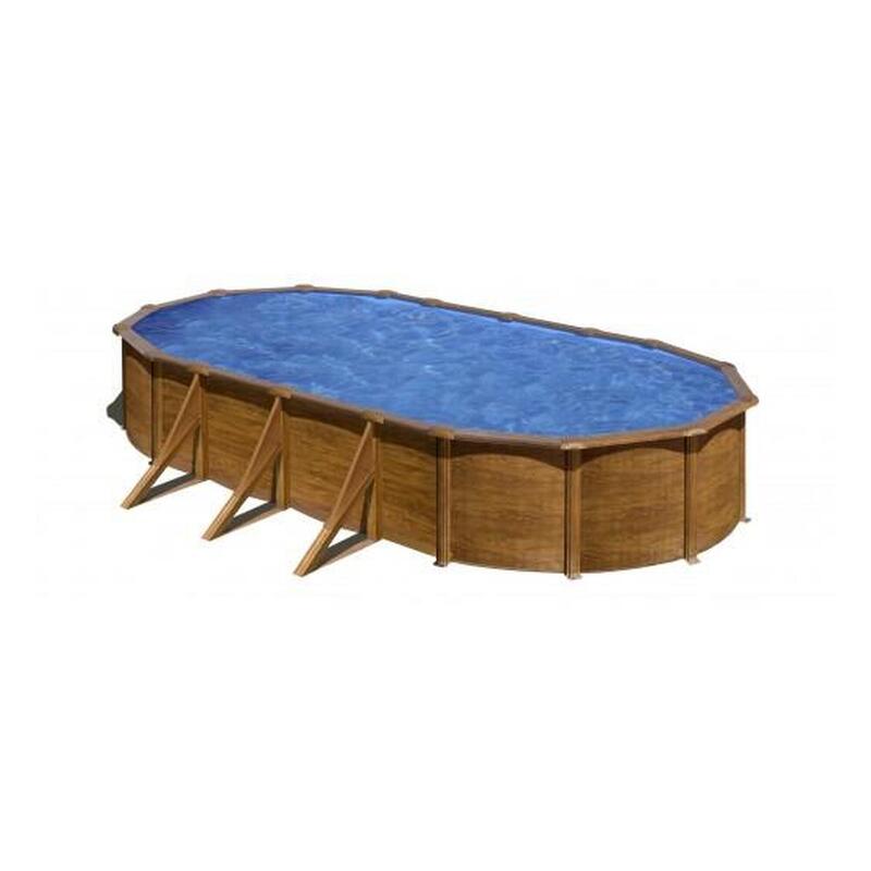 Piscina Desmontable ovalada 730x375cm x 132cm de acero madera GRE Mauritius