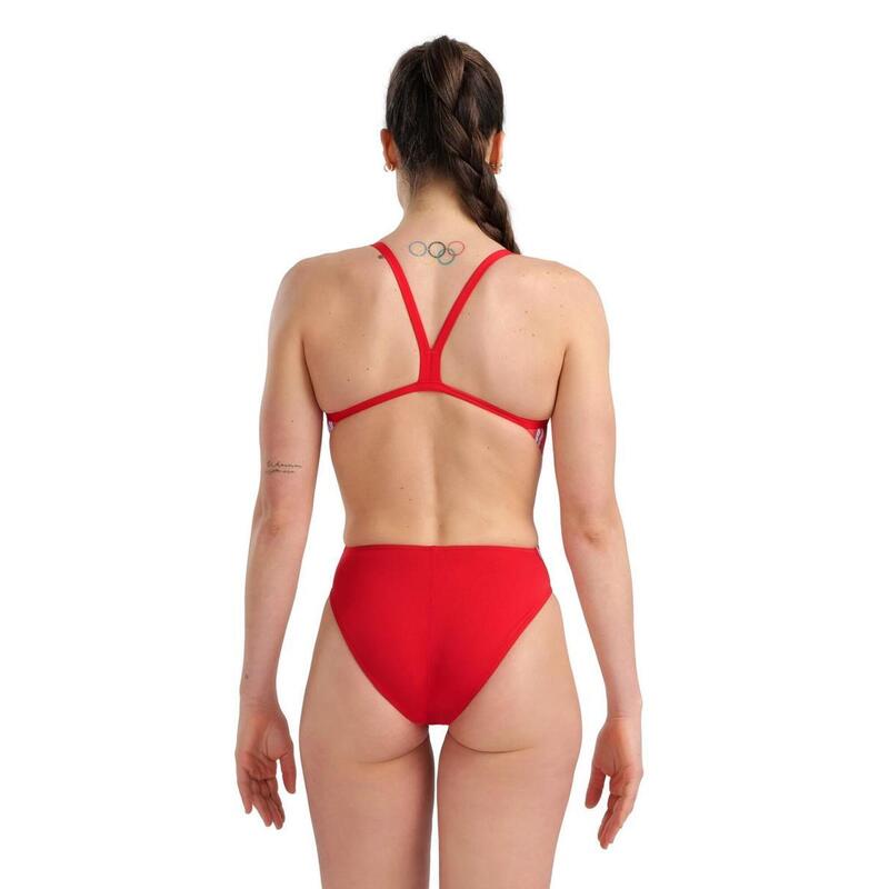 Arena  Marbled Challenge Back Swimsuit - Red/Multi