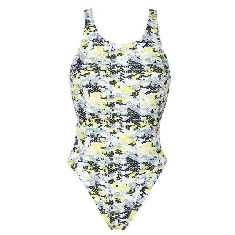 combinaison de natation Tech Camouflage pour femmes Arena - Jaune/Noir