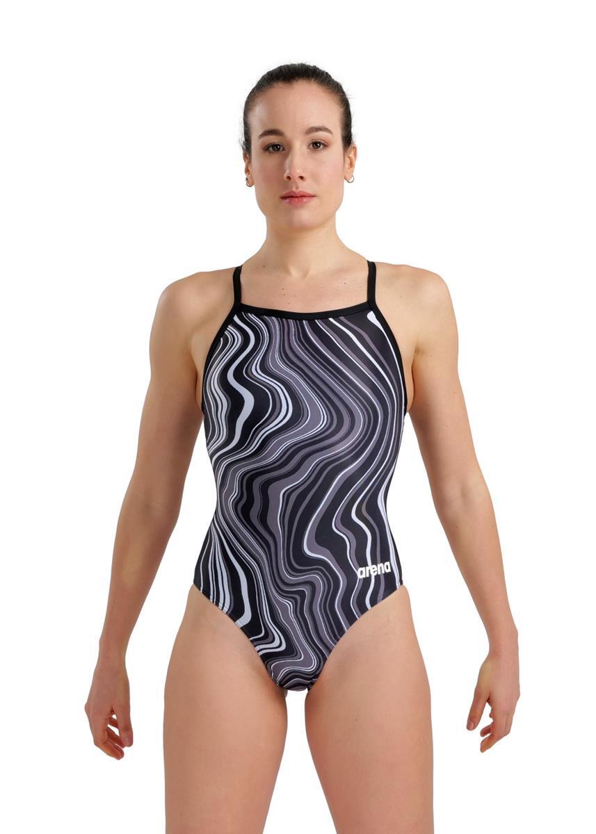 Arena Marbled Lightdrop Back Swimsuit - Black/Multi 1/5