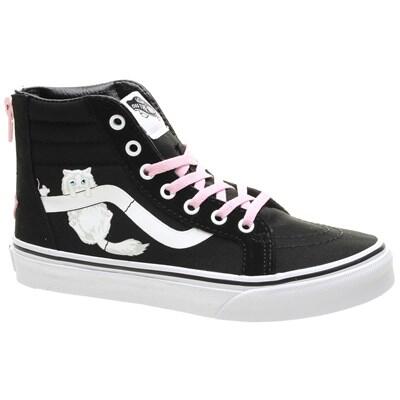 VANS SK8 Hi Zip (Hidden Kittens) Black/True White Kids Shoe VA3276MLR