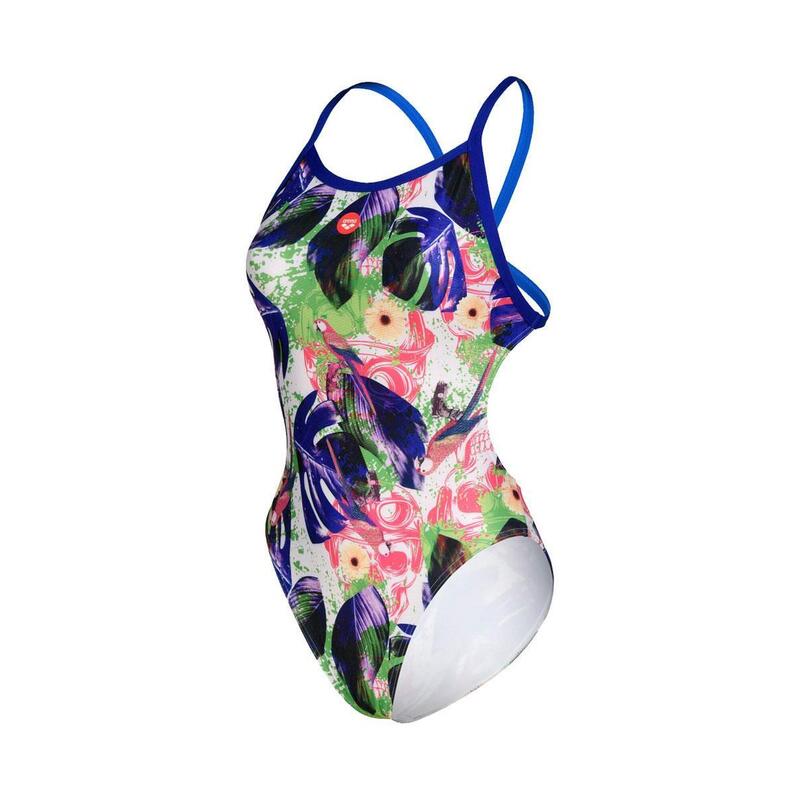 Crazy Arena combinaison de natation dos croisé pour femmes - Neon Blue/ Multi