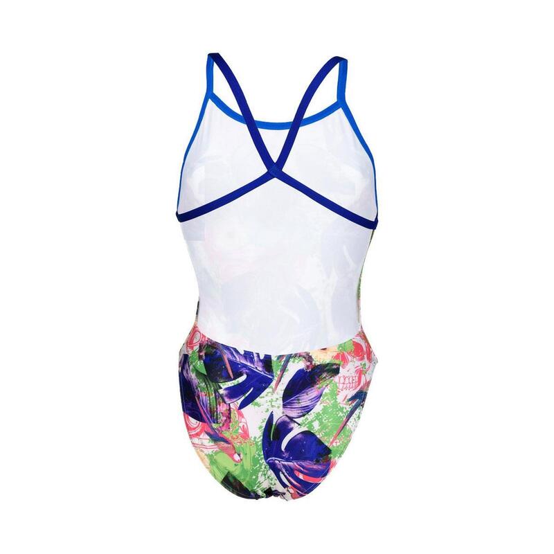 Crazy Arena combinaison de natation dos croisé pour femmes - Neon Blue/ Multi