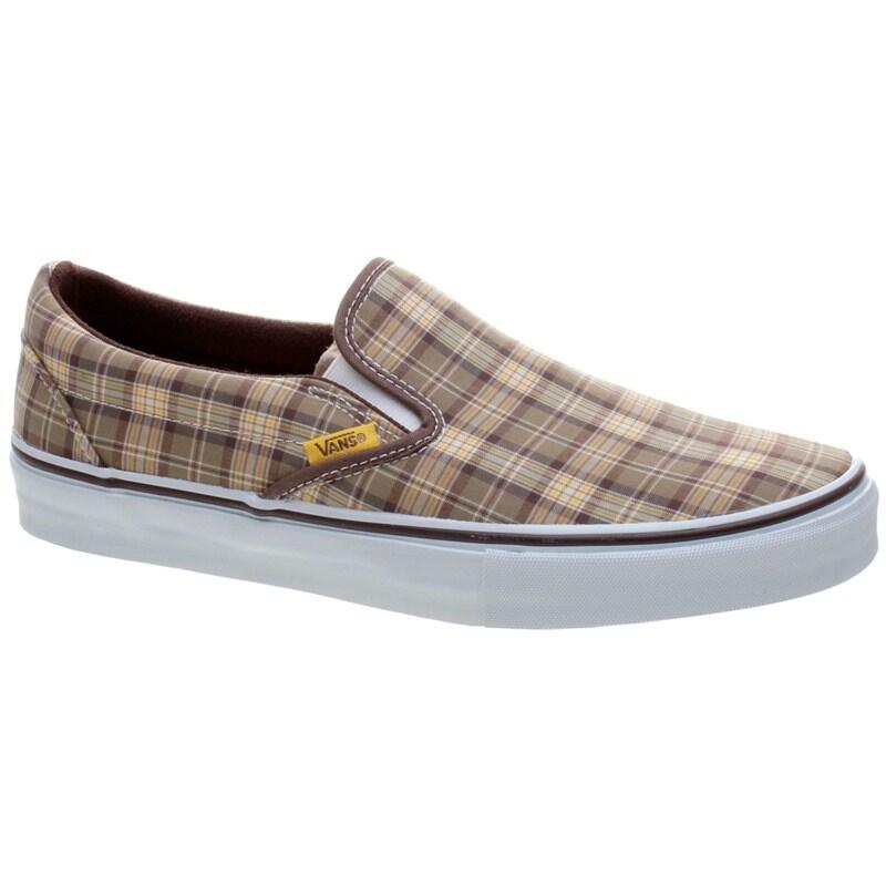 VANS Classic Slip On LX (Prima Plaid) Espresso/Sun Yellow Shoe 52066