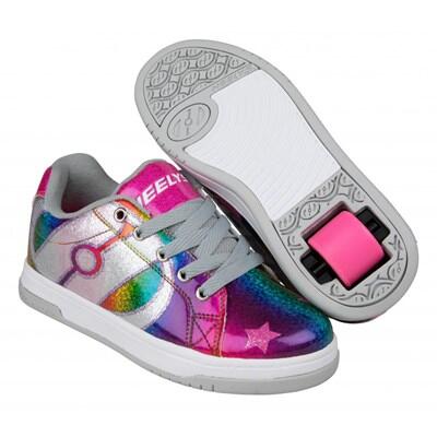 HEELYS Split Stars Rainbow/Silver/Hot Pink Kids Heely Shoe