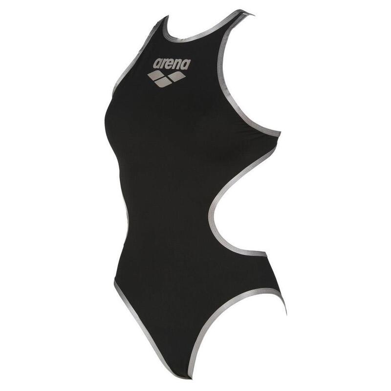 Arena Women's One Big Logo Swimsuit - Zwart / Zilver