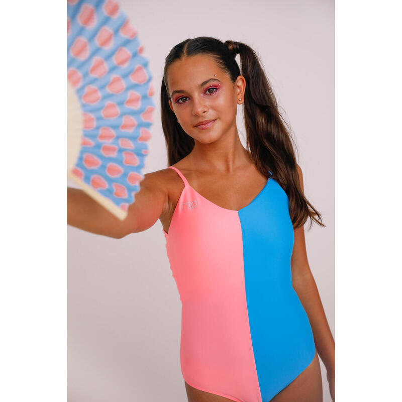 Gymnastiek Maillot Swirl Roze en Blauw Vrouw