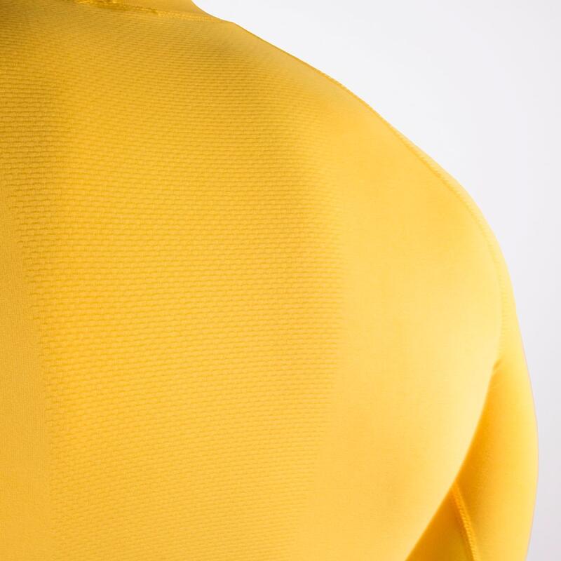 T-shirt de football thermique à manches longues jaune pour adultes