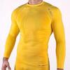 T-shirt de football thermique à manches longues jaune pour adultes