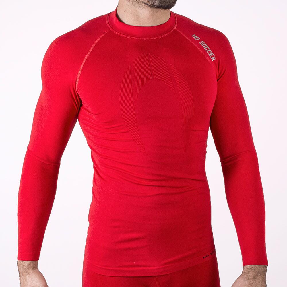 Red long-sleeved thermal T-shirt for adults