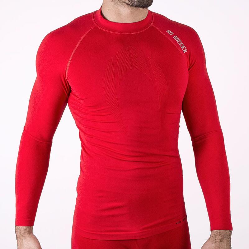 T-shirt thermique à manches longues rouge pour adultes