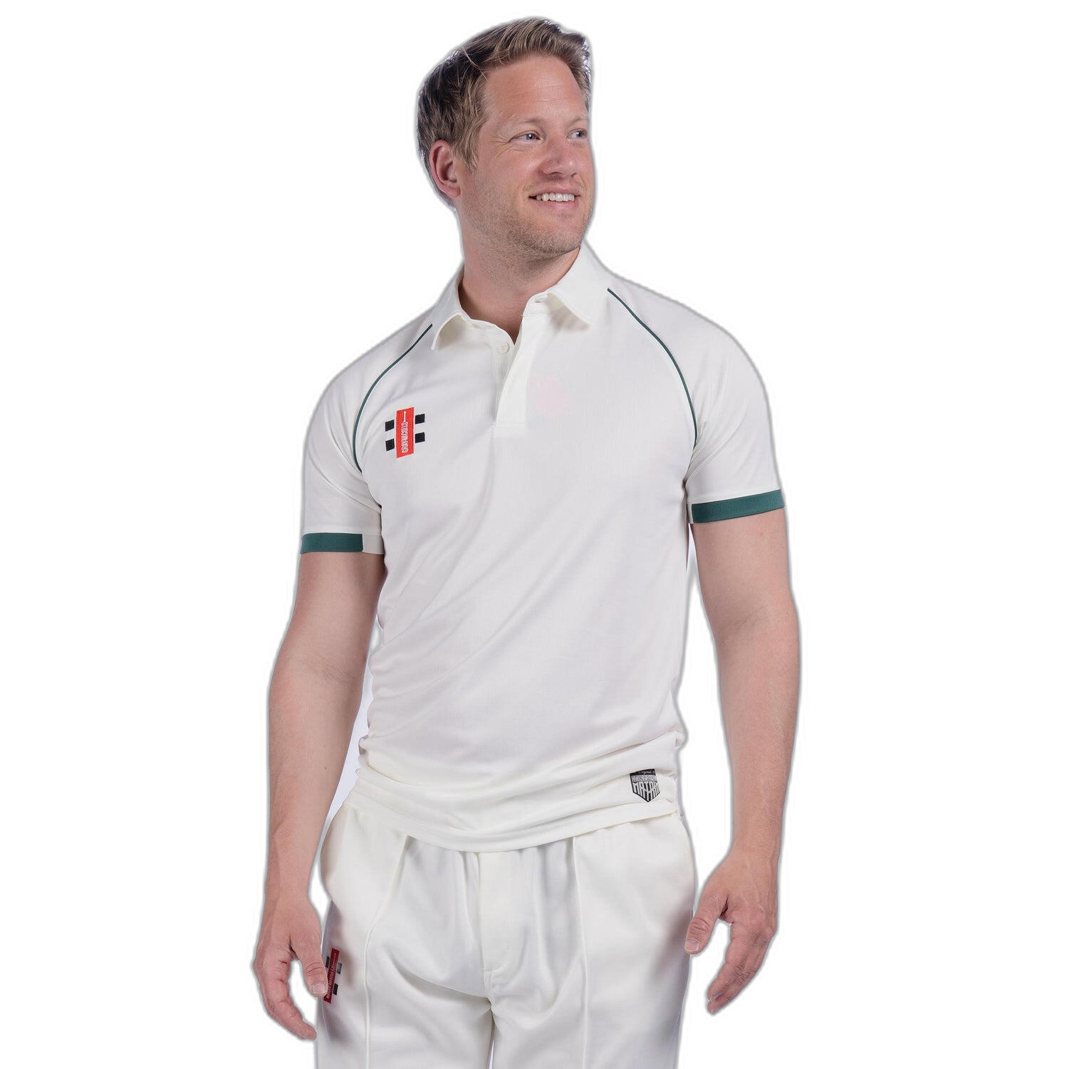 Matrix V2 S/S Playing Shirt,Ivory/Green,Junior 3/5