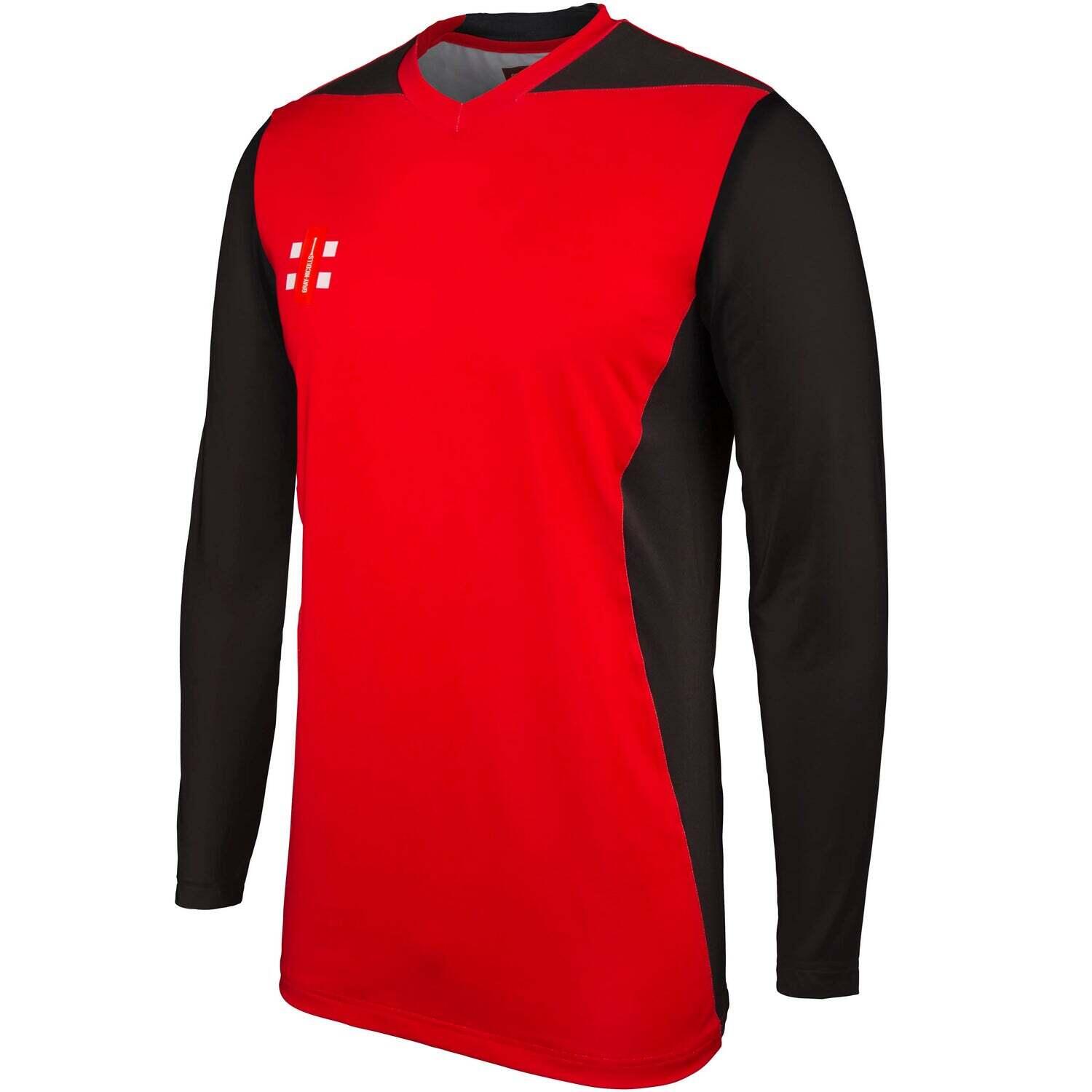 Pro Performance T20 L/S Playing Shirt,Red/Black,Junior 3/3