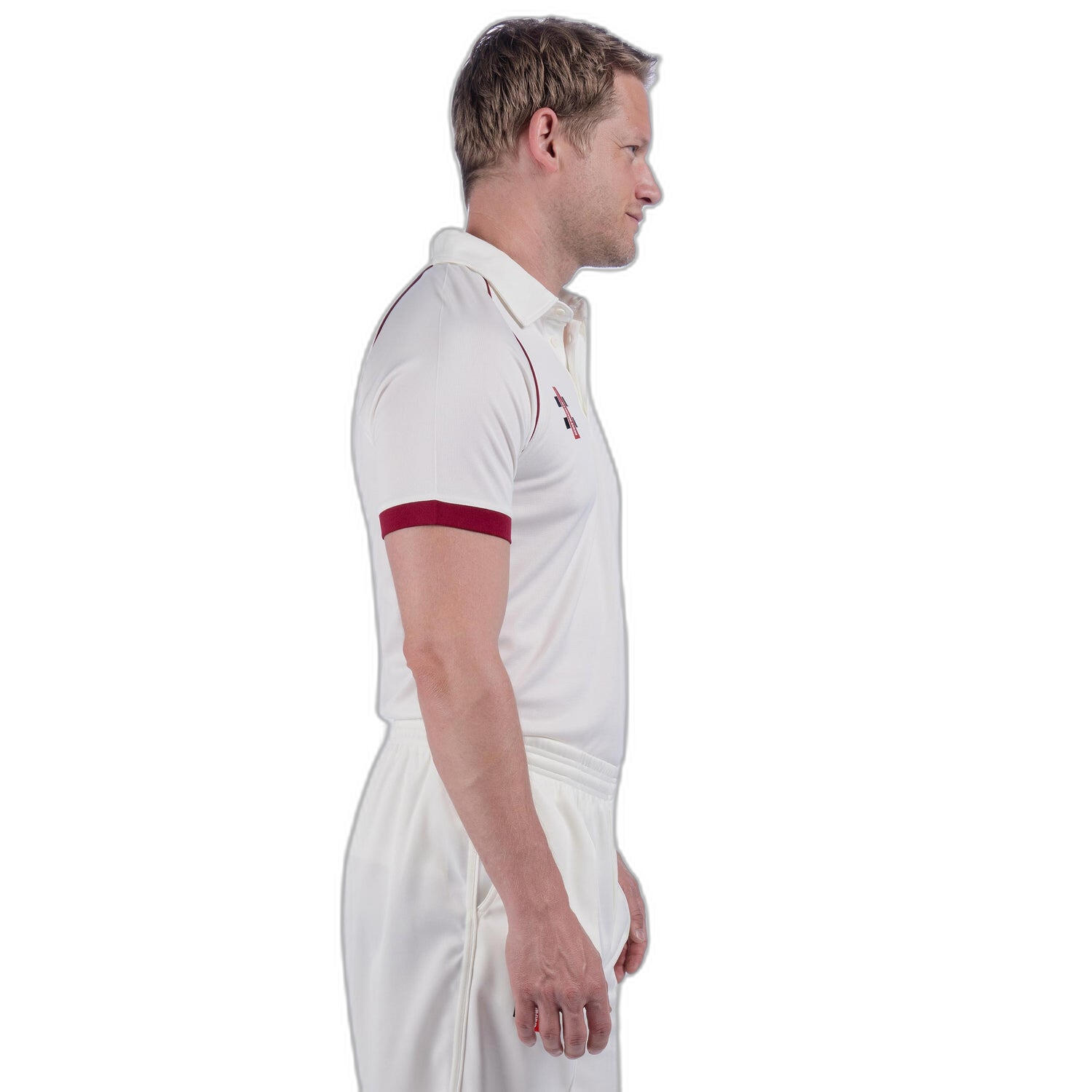 Matrix V2 S/S Playing Shirt,Ivory/Maroon,Junior 4/5