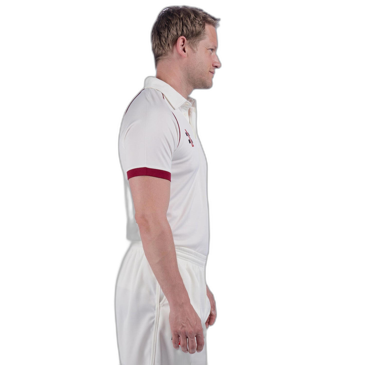 Matrix V2 S/S Playing Shirt,Ivory/Maroon,Junior 4/5