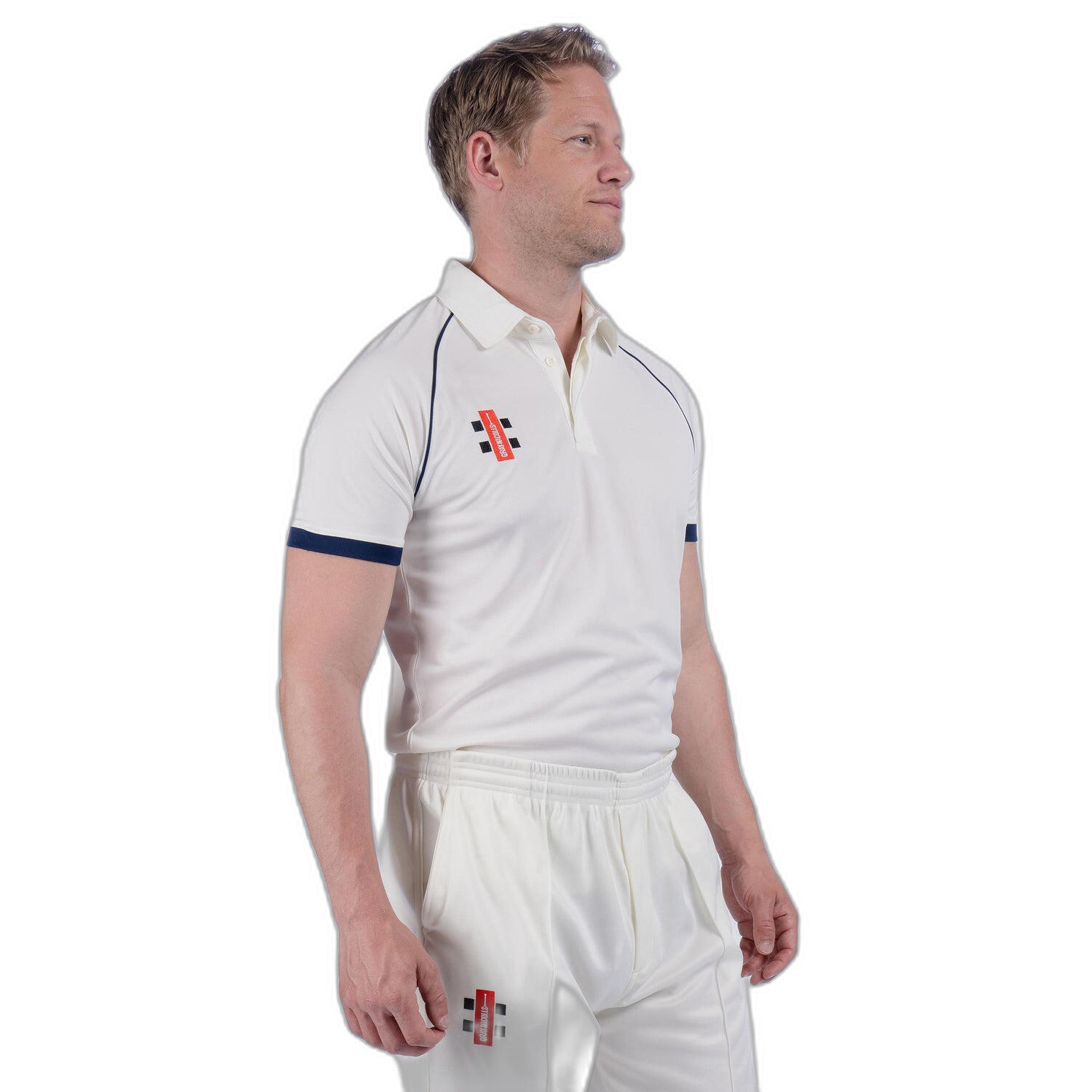 Matrix V2 S/S Playing Shirt,Ivory/Navy,Adult 5/6
