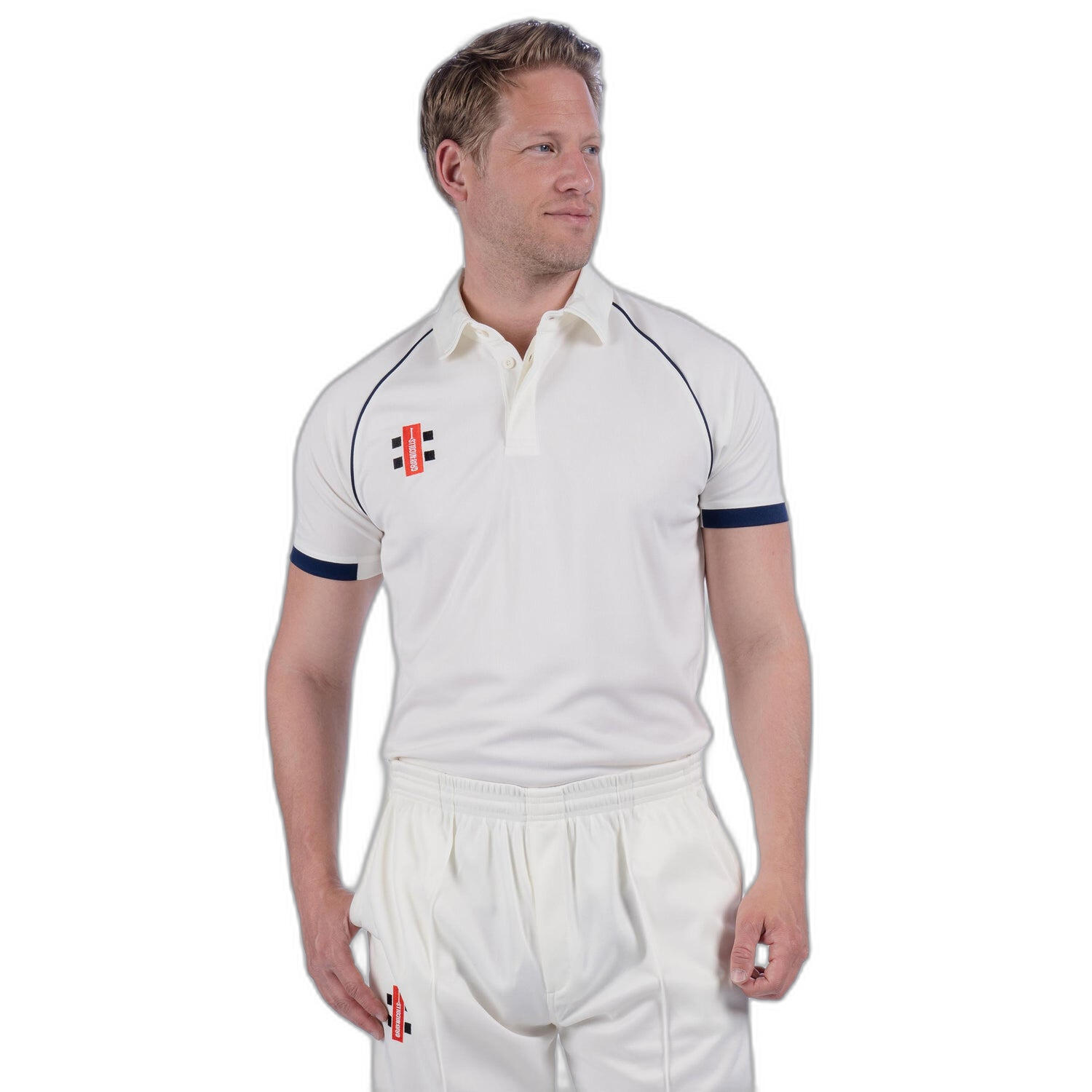 Matrix V2 S/S Playing Shirt,Ivory/Navy,Adult 3/6