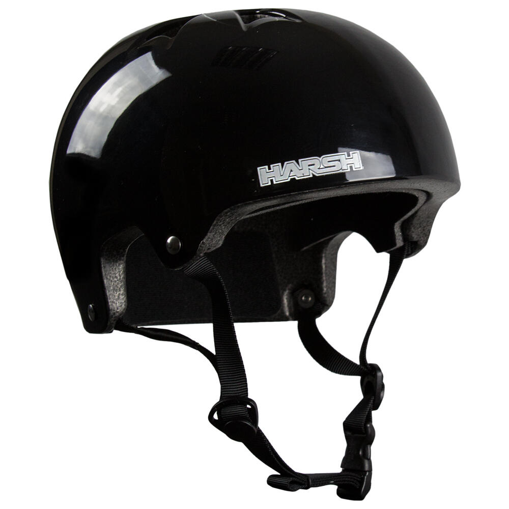 HARSH HX1 EPS LIGHTWEIGHT SKATE / SKATEBOARD / SCOOTER HELMET – BLACK GLOSS 1/4